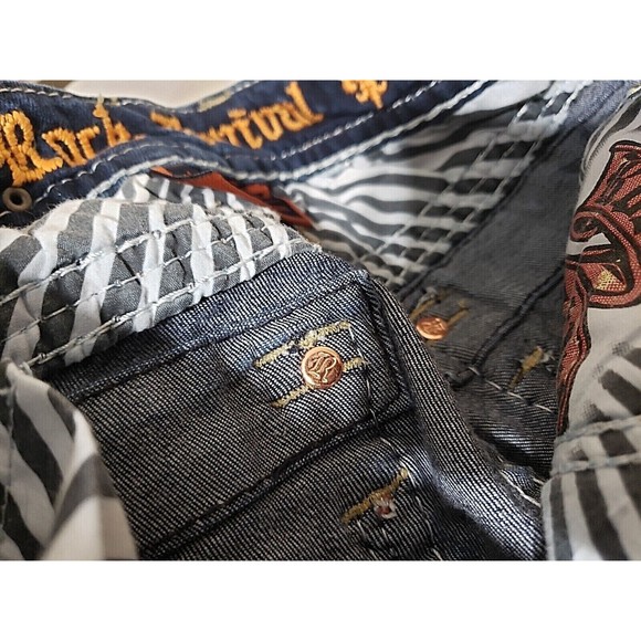 Rock Revival Betty Jeans Straight Women 24 Blue Medium Wash Stretch Thick Stitch - Picture 9 of 12